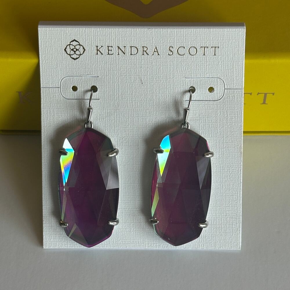 Kendra Scott Esme Drop Earrings Dichroic Glass ~ Bag & Box Included - Picture 4 of 6